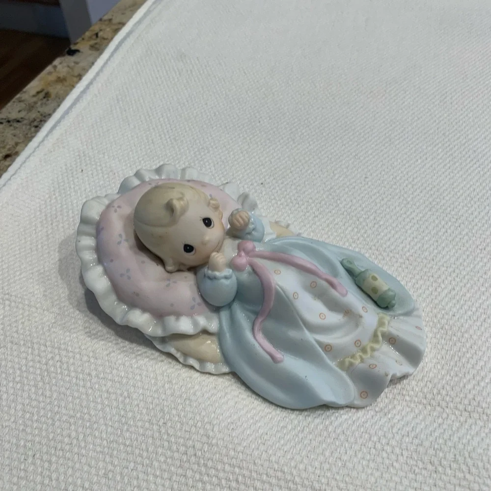 Vintage Enesco Baby Figurine with Pink and Blue Details